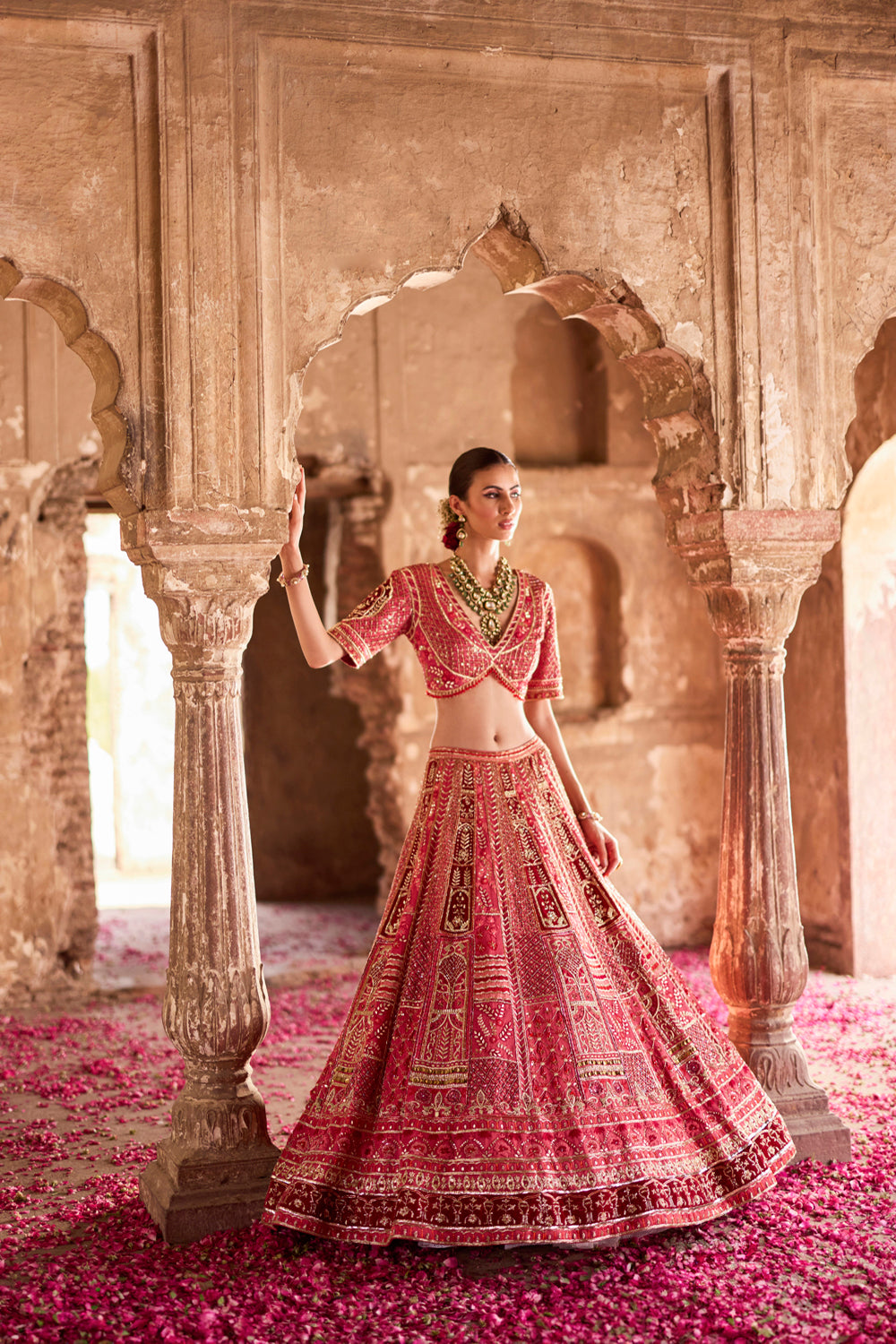 "Ariana" Red Zardosi Bridal Lehenga Set