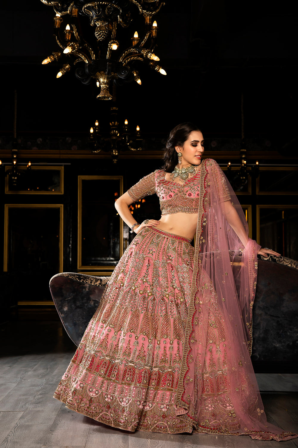 "Giselle" Pink Zardosi And Sequin Lehenga Set