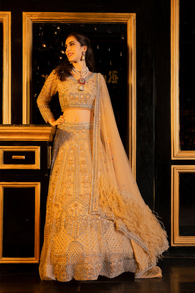 "Grace" Golden Sequin & Crystal Embroidered Lehenga Set