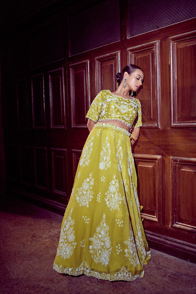 Mustard Floral Lehenga Set