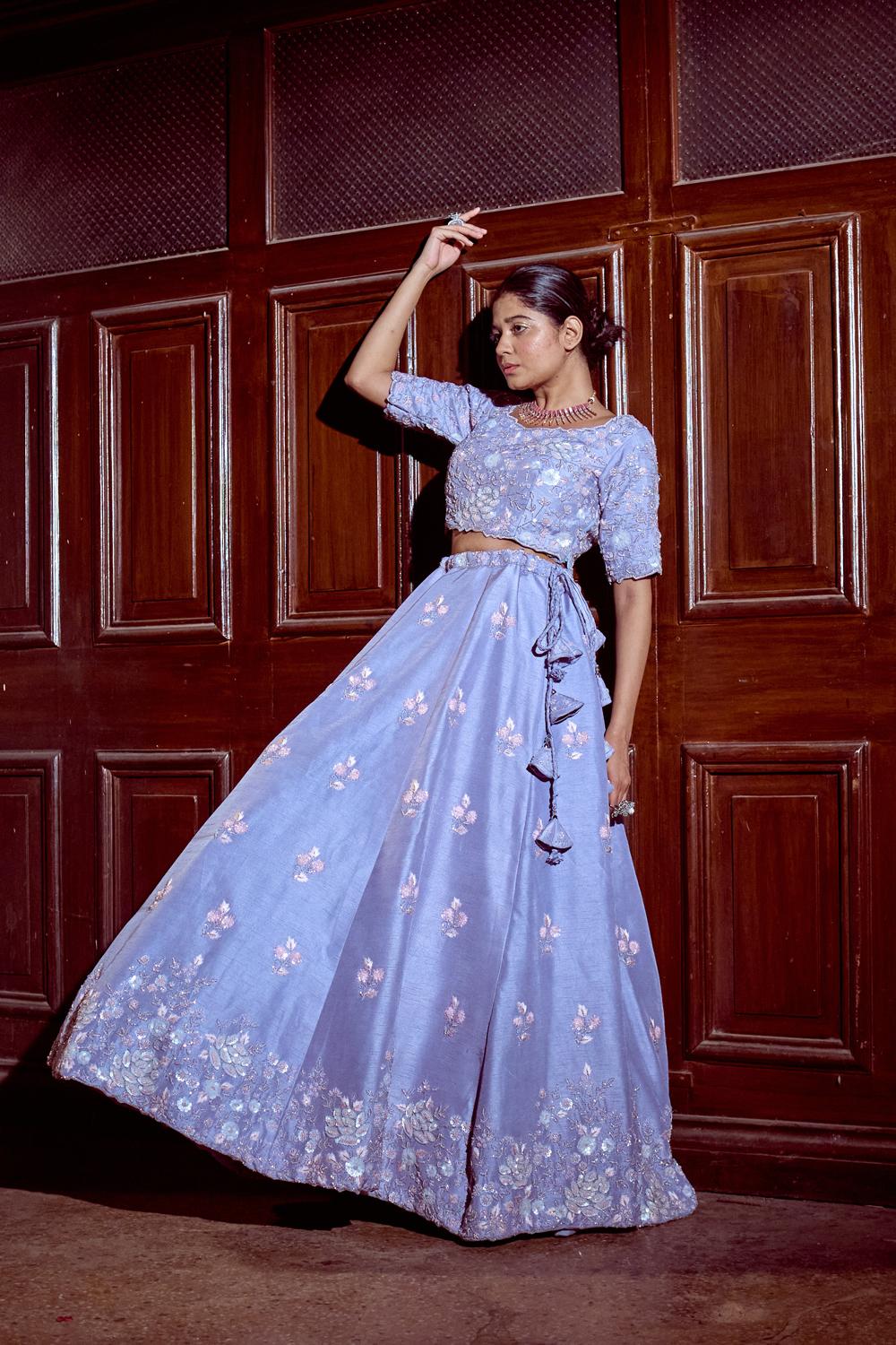 Blue Butti Lehenga Set