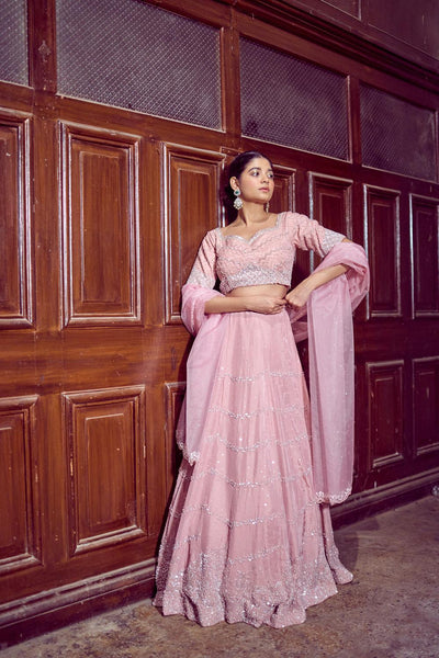 Peach Pink Lehenga Set