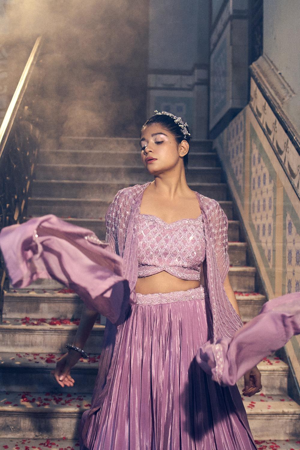 Mauve Cape Lehenga Set