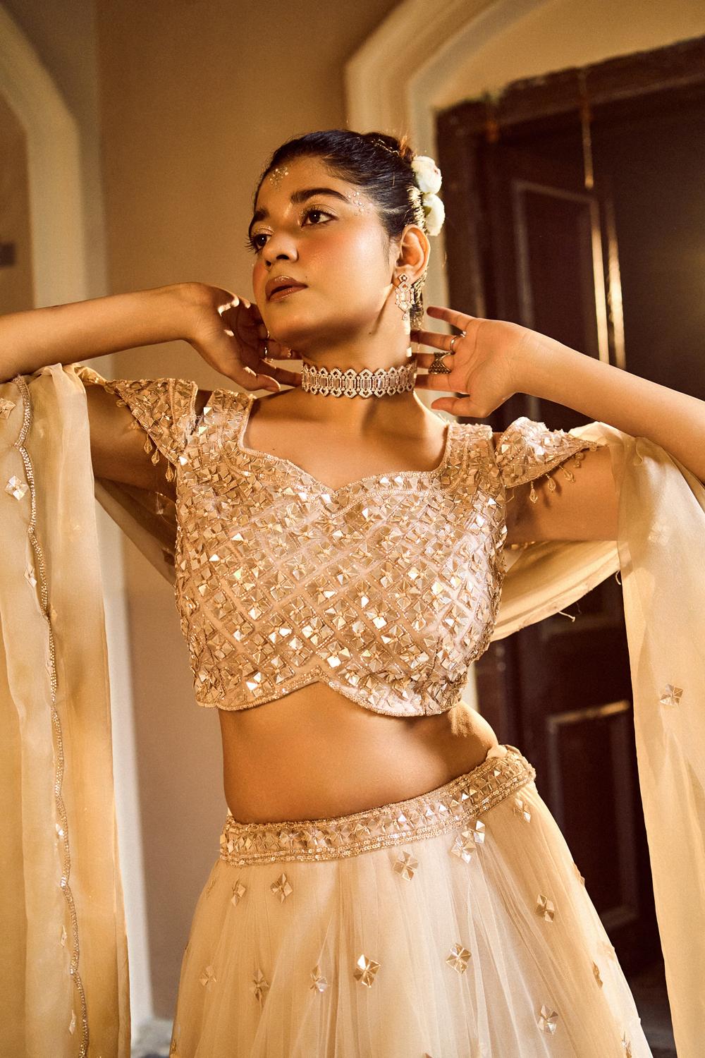 Light Golden Lehenga Set