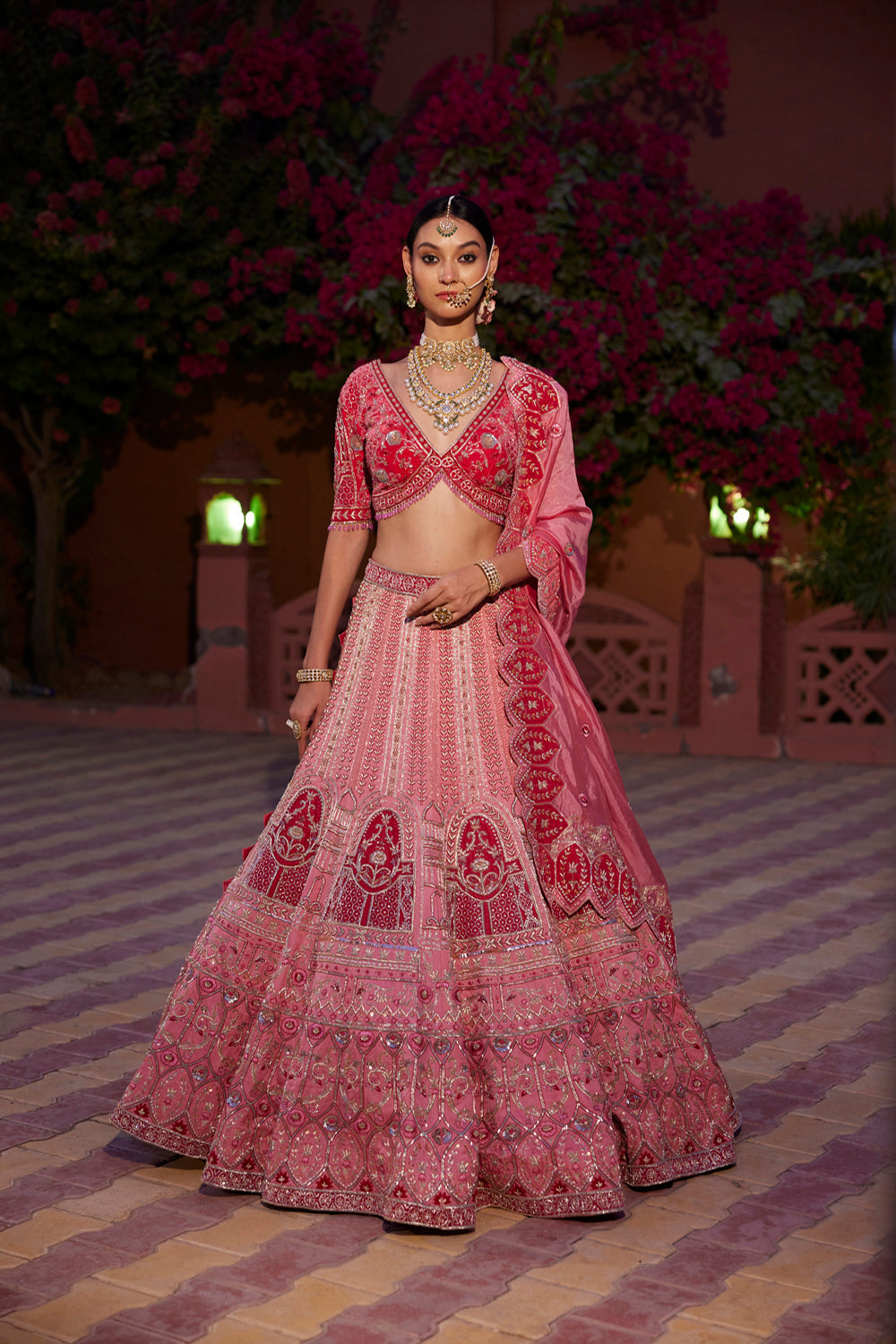 "Madhuban" Bubblegum Pink Zardosi Embroidered Lehenga Set