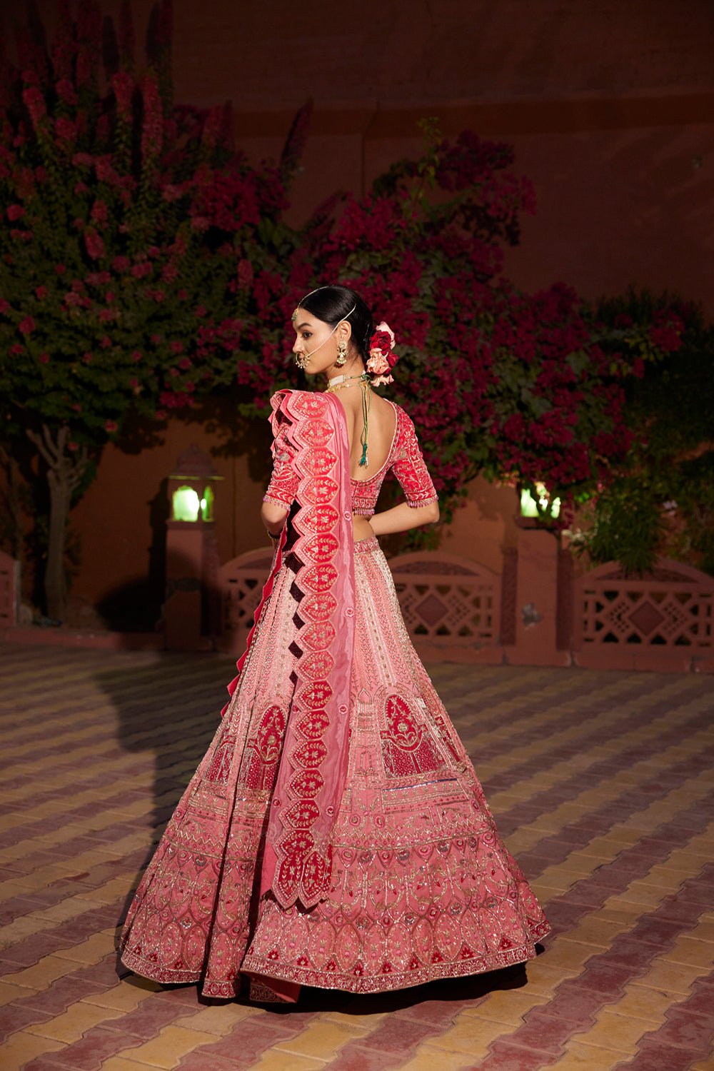 "Madhuban" Bubblegum Pink Zardosi Embroidered Lehenga Set