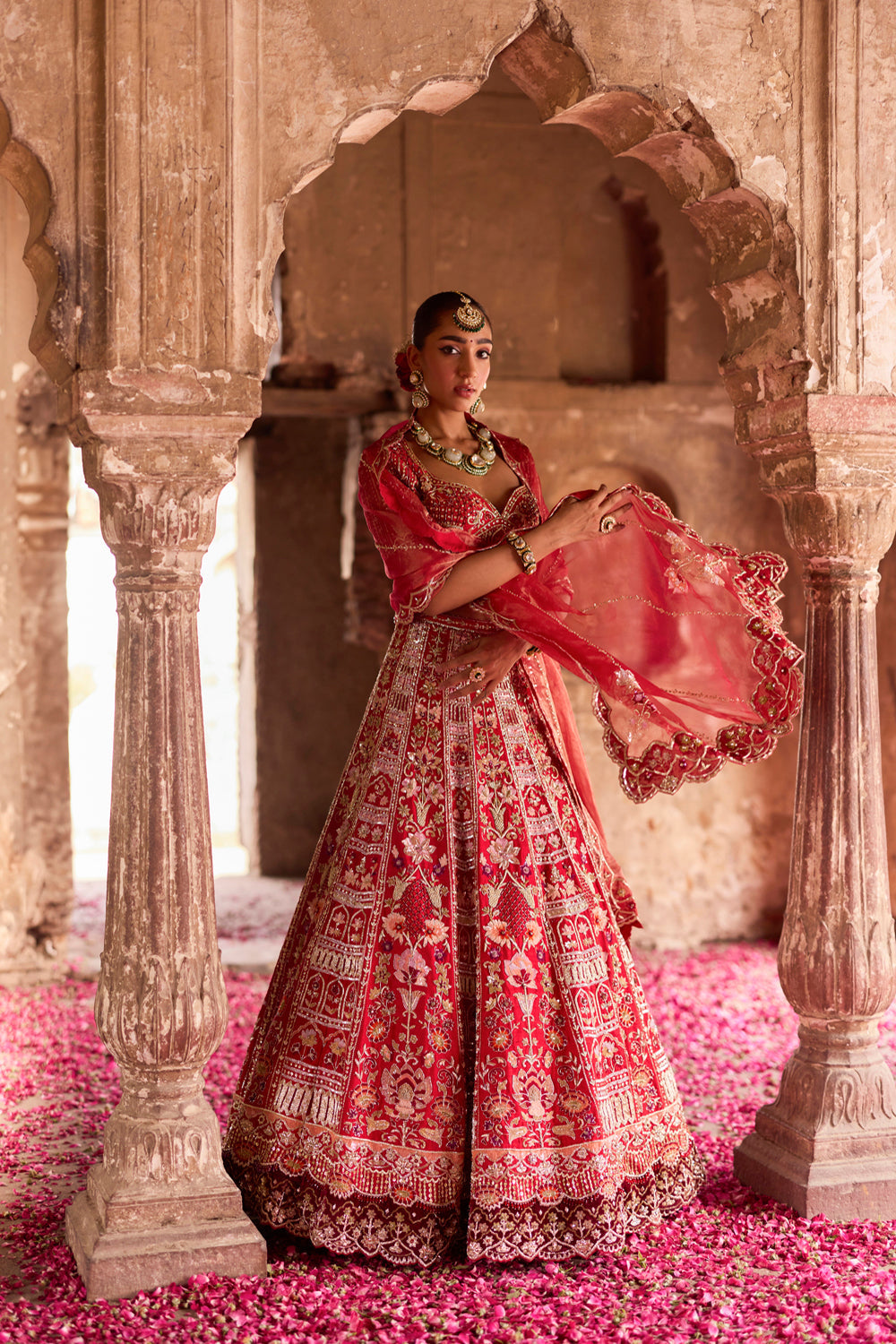 "Rahee" Multicolour Sequin & Zardosi Embroidered Bridal Lehenga Set