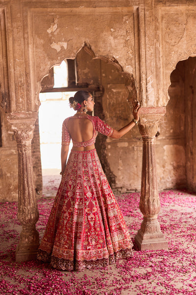 "Rahee" Multicolour Sequin & Zardosi Embroidered Bridal Lehenga Set