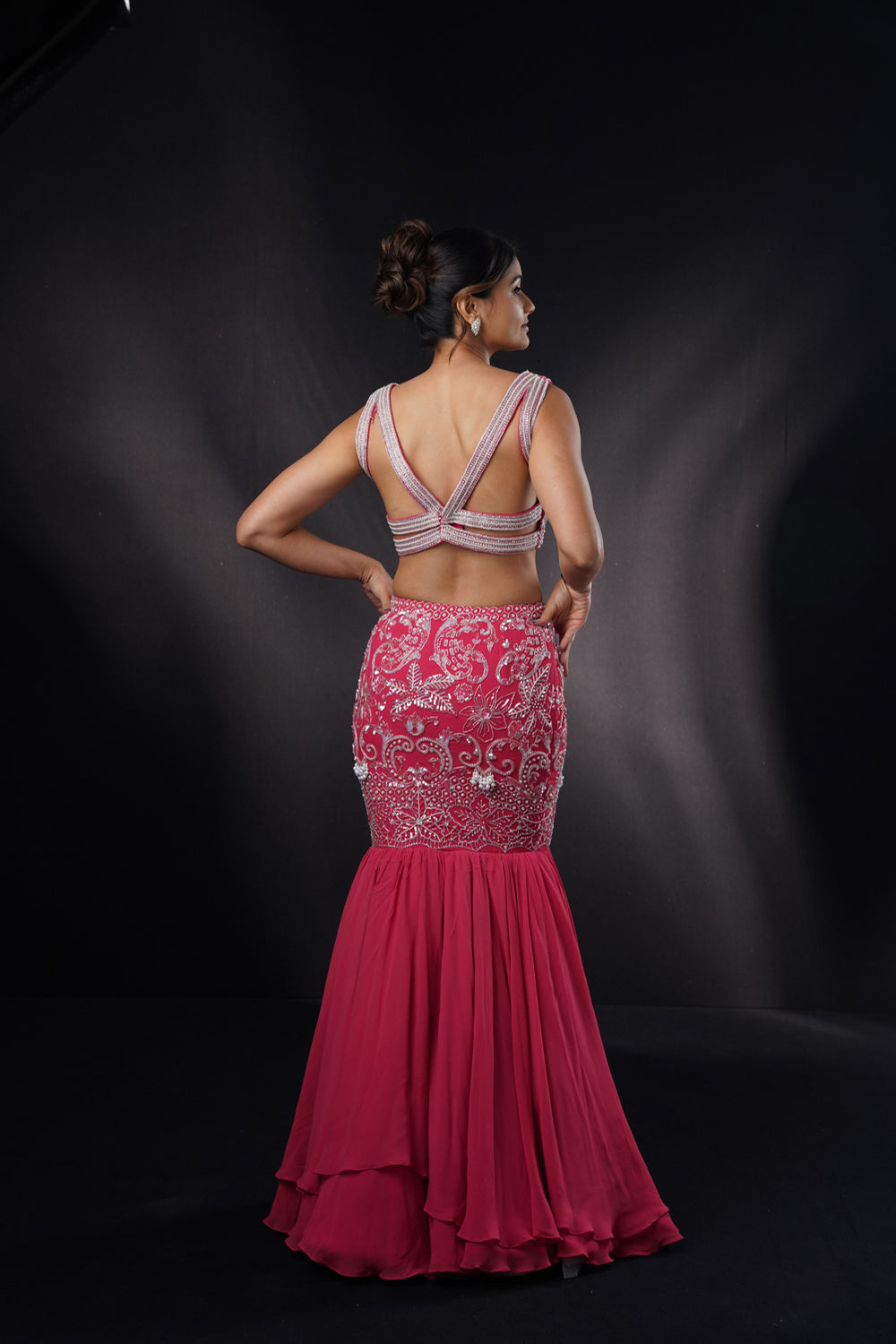 "Maria" Coral Embellished Fishcut Lehenga Set