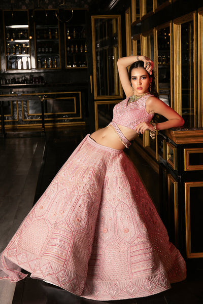 "Renee" Pink Sequin Embellished Conical Lehenga Set