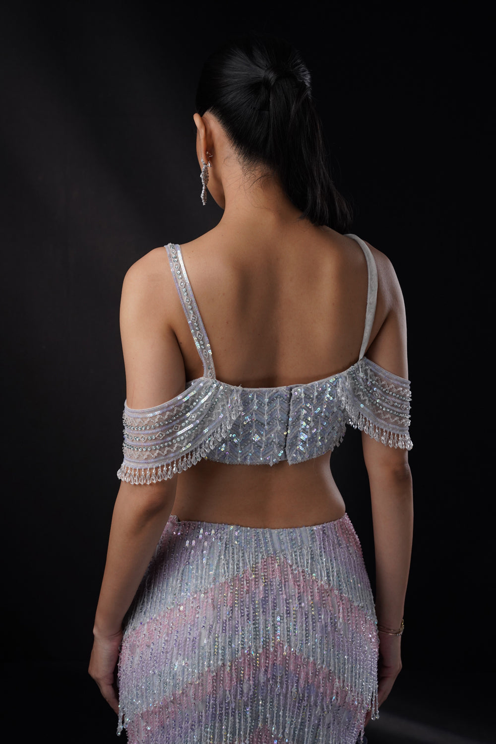 "Aurora" Fishcut Lehenga Set With 3D Ombre Assels All Over